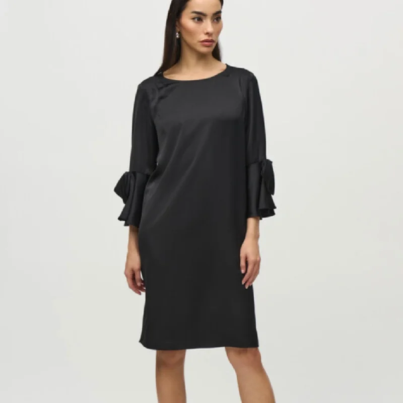 Joseph Ribkoff black satin ruffle sleeve dress Stylish unclassified dresses