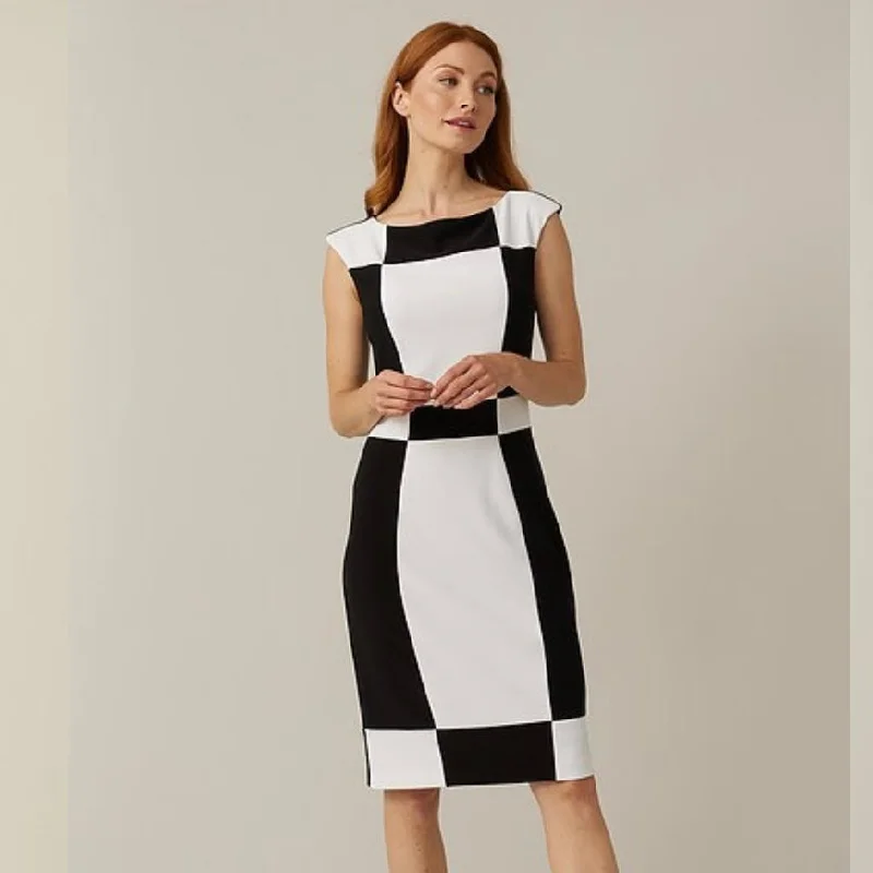 Joseph RIbkoff Black/Vanilla Checkered Dress Embroidered unclassified dresses