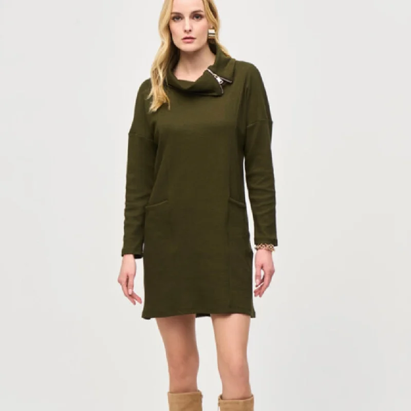Joseph Ribkoff olive zipper collar dress Pastel unclassified dresses