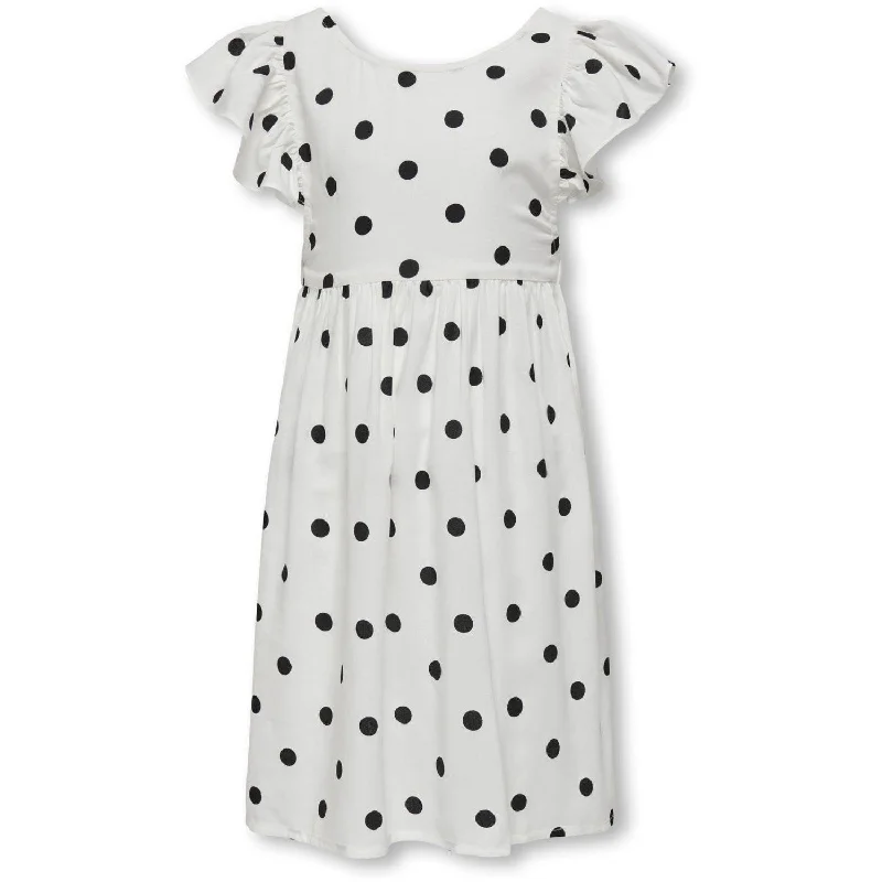 kids ONLY Cloud Dancer Black Dot Dotty Detail Dress Mesh unclassified dresses