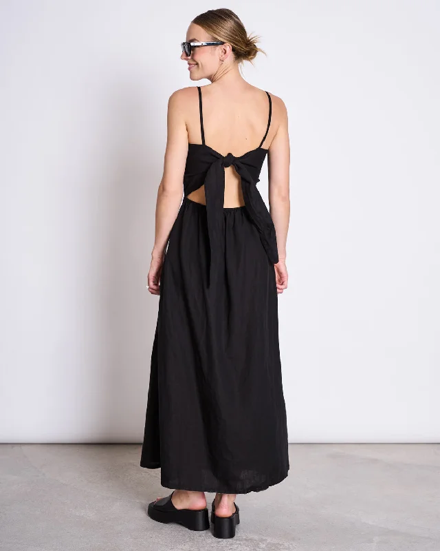 LINEN BOW DRESS LEUVEN BLACK Sexy unclassified dresses