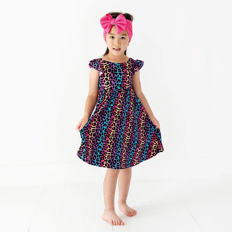 Livin' La Cheetah Loca Girls Dress - Cap Sleeve Floral unclassified dresses