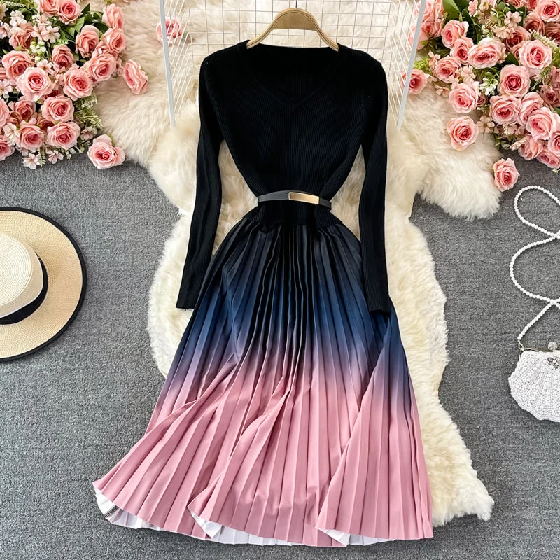 Lovely knitted gradient stitching dress  164 Trendy new unclassified dresses