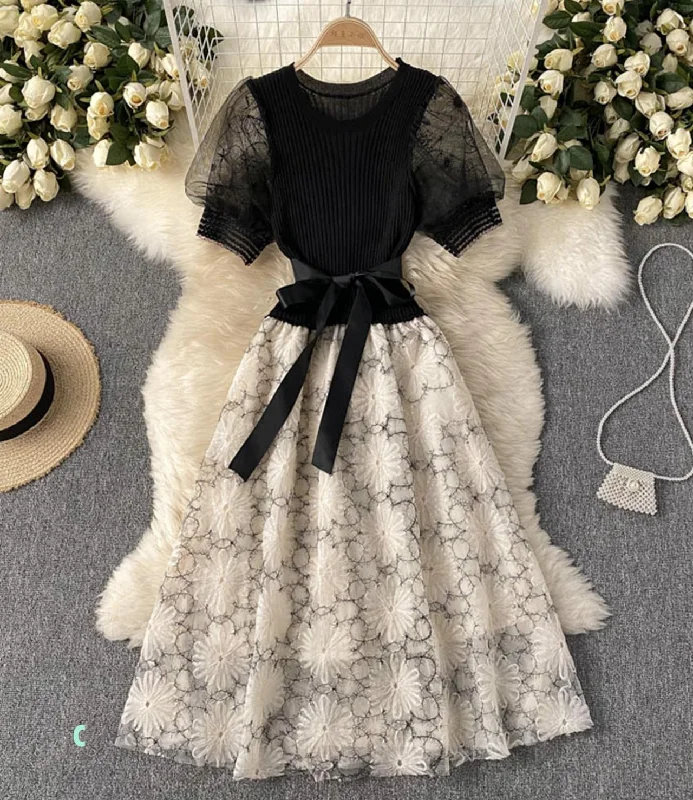 Lovely knitted patchwork dress  398 Polka dot unclassified dresses
