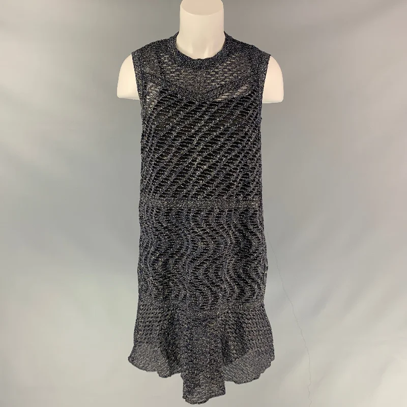 M MISSONI Size 6 Silver & Black Knitted Polyamide Bend Sleeveless Dress Anniversary unclassified dresses