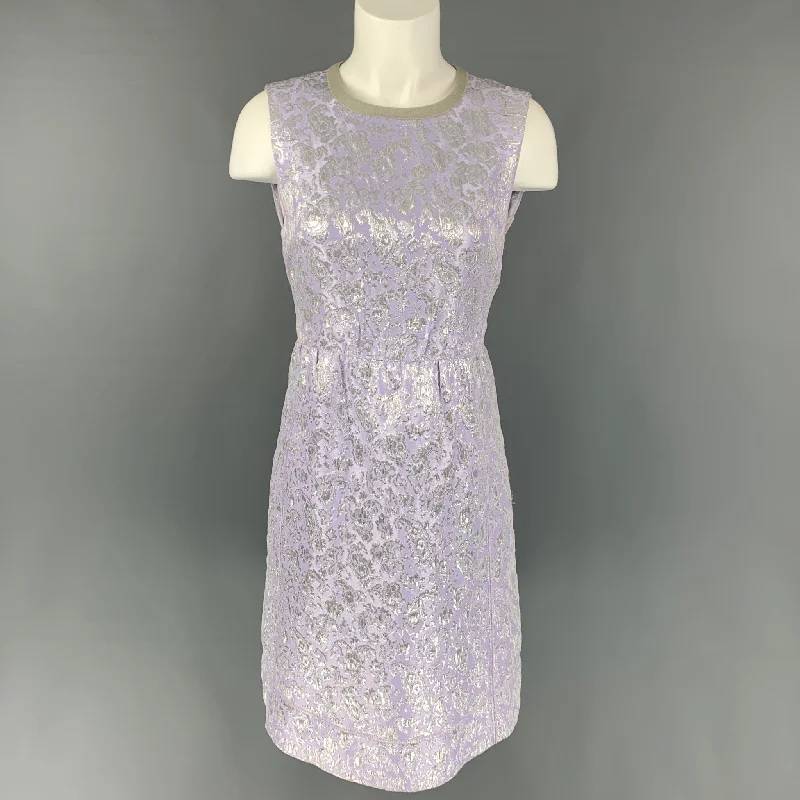 MARC JACOBS Size 6 Lavender & Silver Acetate Blend Jacquard Sheath Dress Elegant unclassified dresses