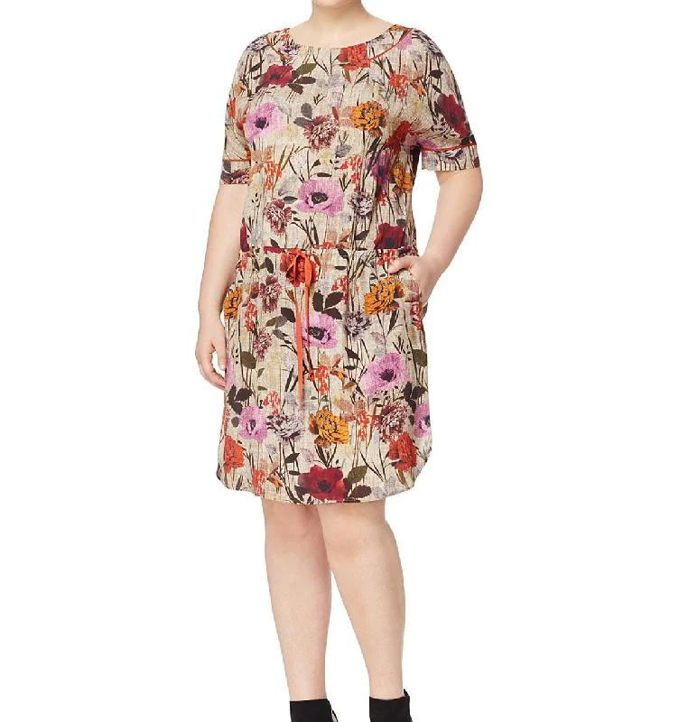 MARINA RINALDI Women's Beige Dallas Floral Dress W/ Pockets $425 NWT Party floral dresses MARINA RINALDI Women's Beige Dallas Floral Dress W/ Pockets $425 NWT Party floral dresses