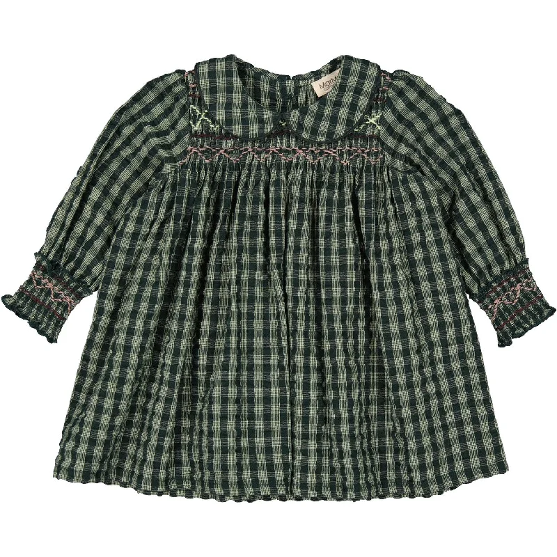 MarMar Seersucker Gingham Dark Leaf Check Dabina B Dress Earthy tone unclassified dresses