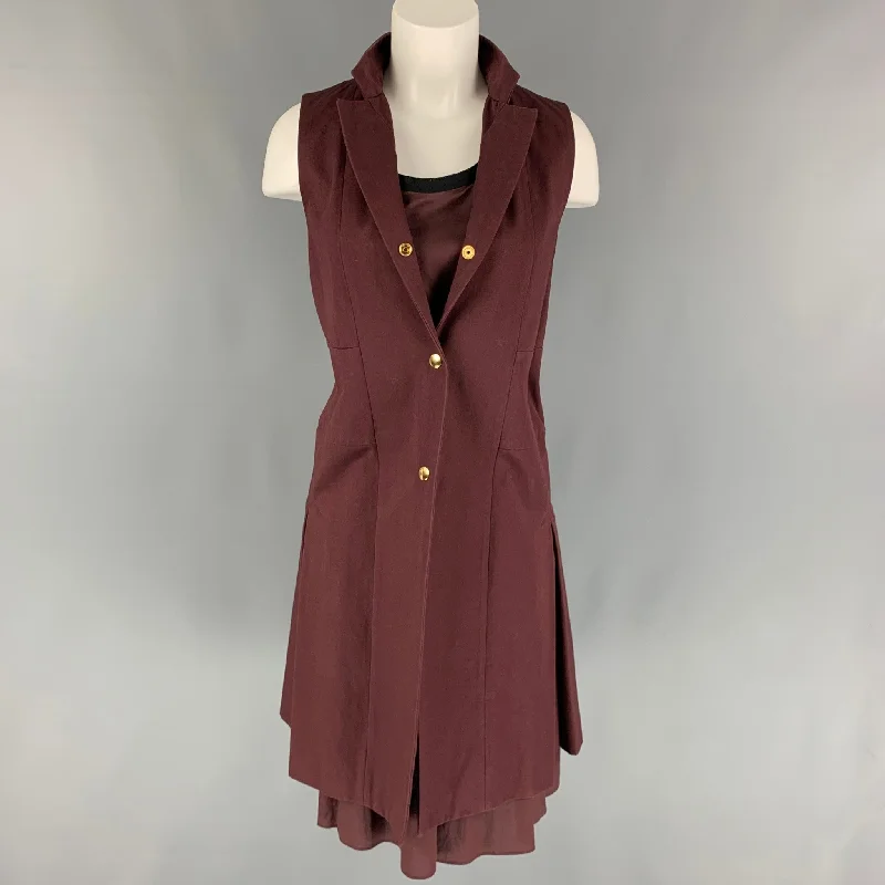 MARNI SS 13 Size 4 Burgundy Cotton Sleeveless 2 Piece Dress Set Wrap unclassified dresses