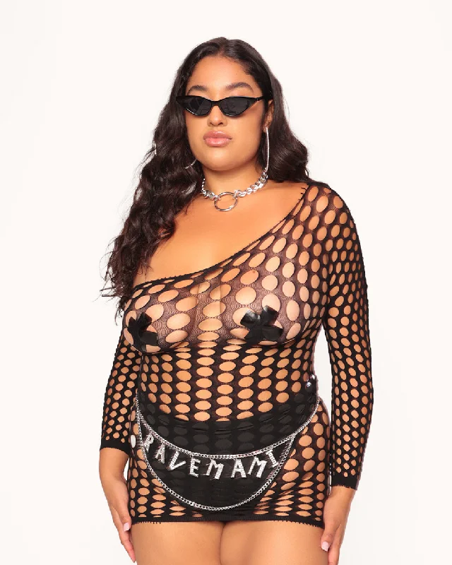 Midnight Magic Curve Fishnet Dress Embroidered unclassified dresses