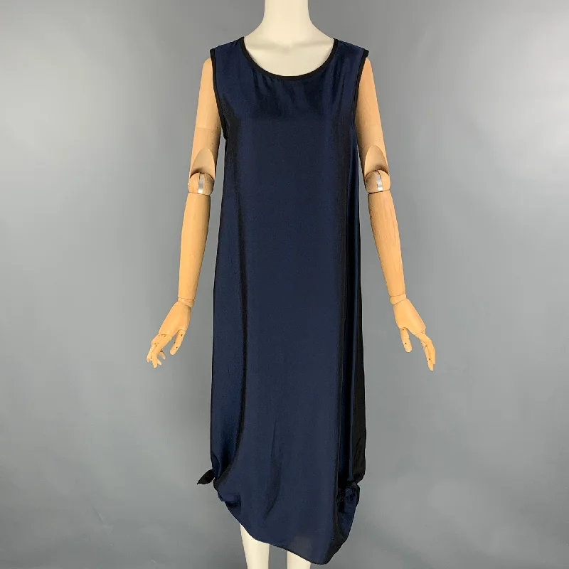 MILLER et BERTAUX Size 2 Navy Black Acetate Color Block Shift Dress Unique unclassified dresses