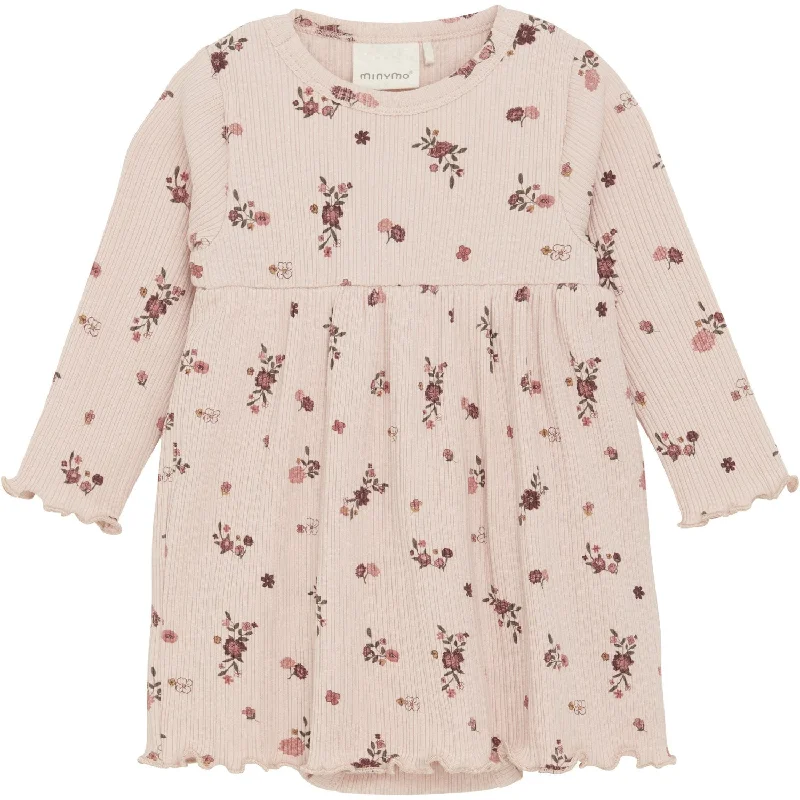 Minymo Sepia Rose Dress AOP Rib Discounted unclassified dresses