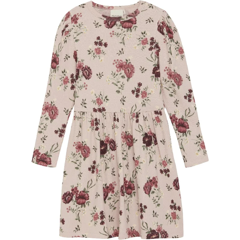 Minymo Sepia Rose Dress AOP Rib Long unclassified dresses