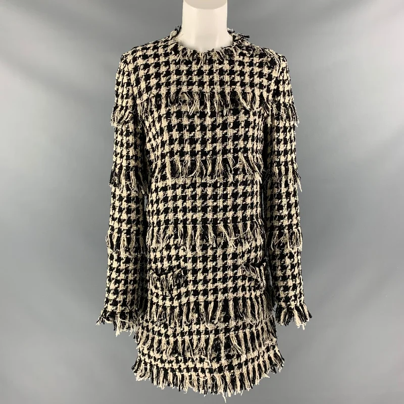 MSGM Size 6 Black & White Cotton Blend Houndstooth Dress Vacation unclassified dresses