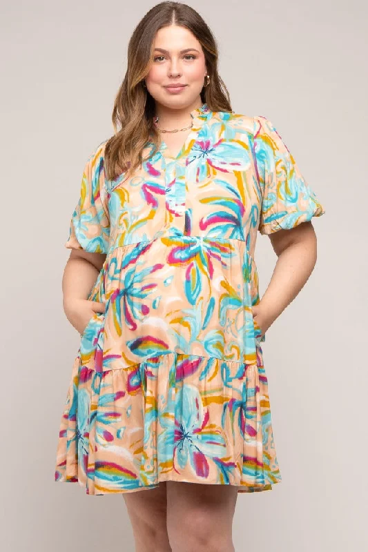 Multicolor Abstract Floral Maternity Plus Dress Women's trendy floral dresses sale