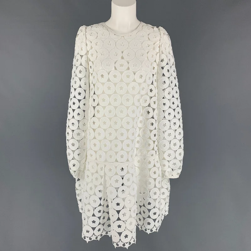 Nº21 Size 4 White Polyester Eyelet Dropped Waist Dress Party unclassified dresses