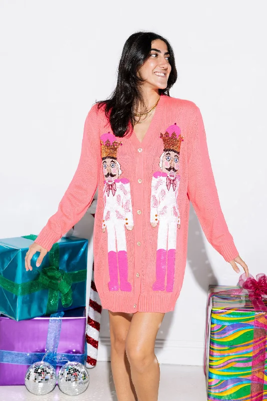 Neon Pink & White Tiger Blazer Nutcracker Cardigan Dress Sexy unclassified dresses