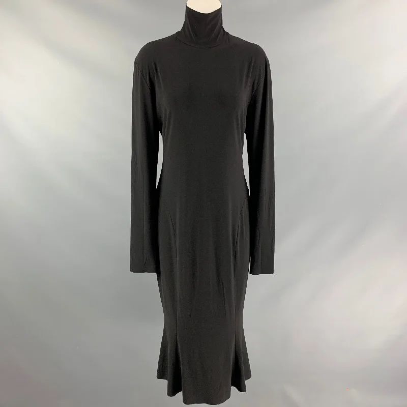 NORMA KAMALI Size L Black Polyester &  Spandex Solid Dress Holiday unclassified dresses