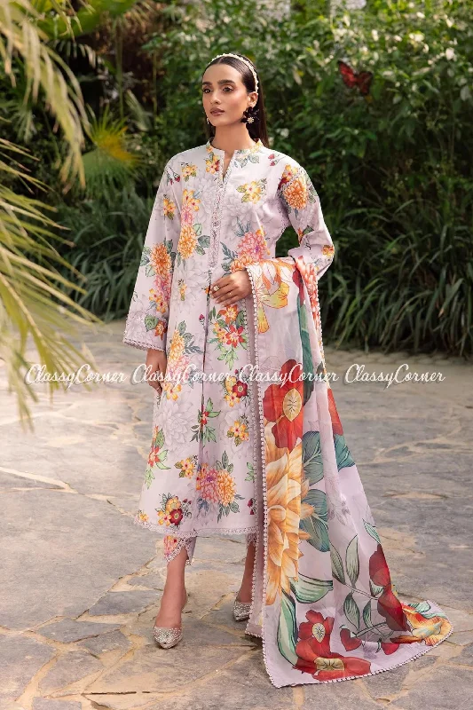 Pakistani Printed Lawn Salwar Kameez Cute floral print summer dresses