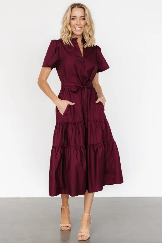 Providence Poplin Dress | Wine Silk unclassified dresses