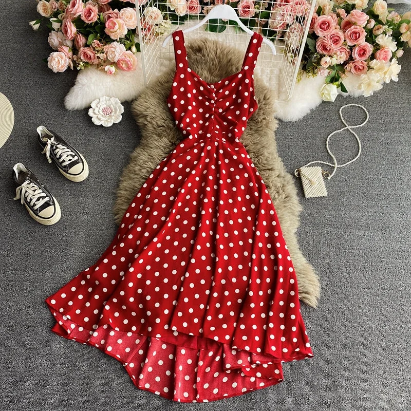Red polka dot A line dress  482 A-line unclassified dresses