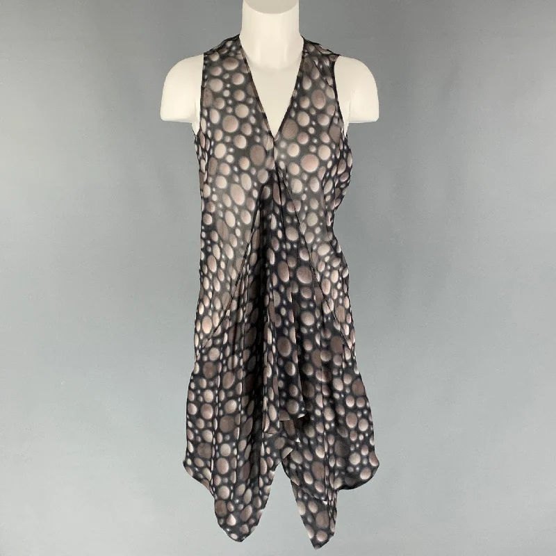 RICK OWENS Size S Taupe Black Dots Sleeveless Dress Long sleeve unclassified dresses
