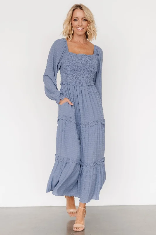 Rowan Tiered Dress | Slate Blue Graduation unclassified dresses