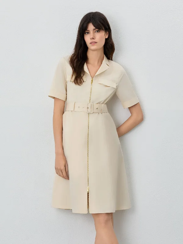Safari Knee Lenght Dress In Cotton Tencel Popular unclassified dresses