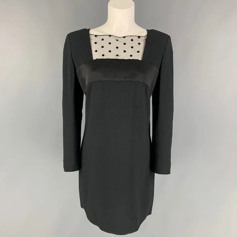 SAINT LAURENT Size 8 Black Acetate Blend Mixed Fabrics Above Knee Dress Unique unclassified dresses SAINT LAURENT Size 8 Black Acetate Blend Mixed Fabrics Above Knee Dress Unique unclassified dresses