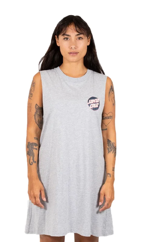 Santa Cruz Botanic Skull Ladies Muscle Dress Grey Marle Tiered unclassified dresses