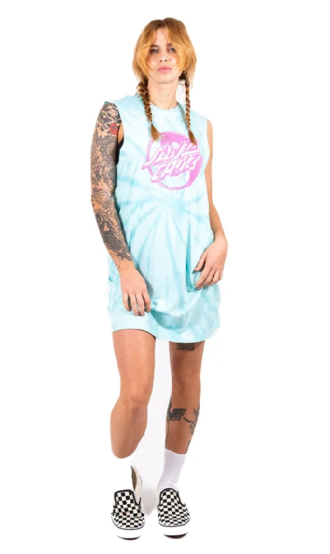 Santa Cruz Yin Yang Dot Ladies Muscle Dress Aqua Tie Dye Long sleeve unclassified dresses