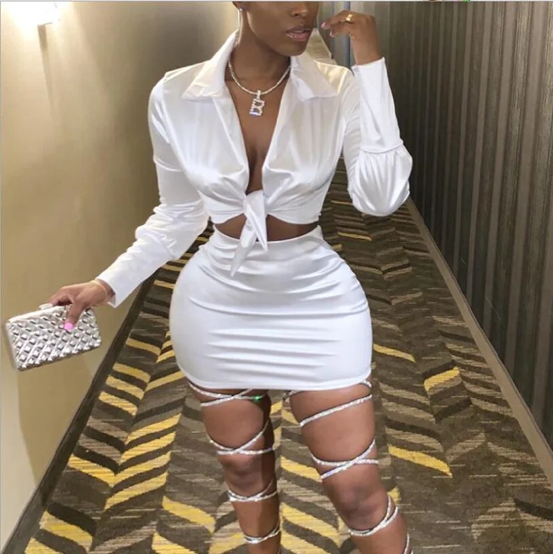 Sexy Fashion Satin Matching Sets dress Lounge unclassified dresses