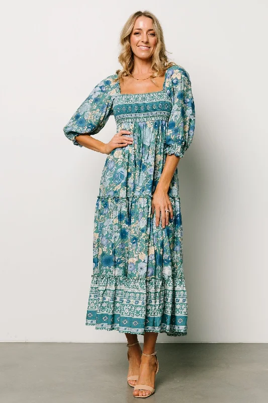 Shanna Tiered Dress | Emerald Multi Boho unclassified dresses