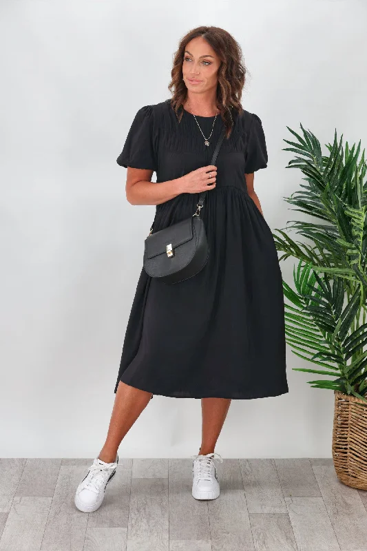 Shine On Label Delta Elasticated Panel Dress Black Denim unclassified dresses