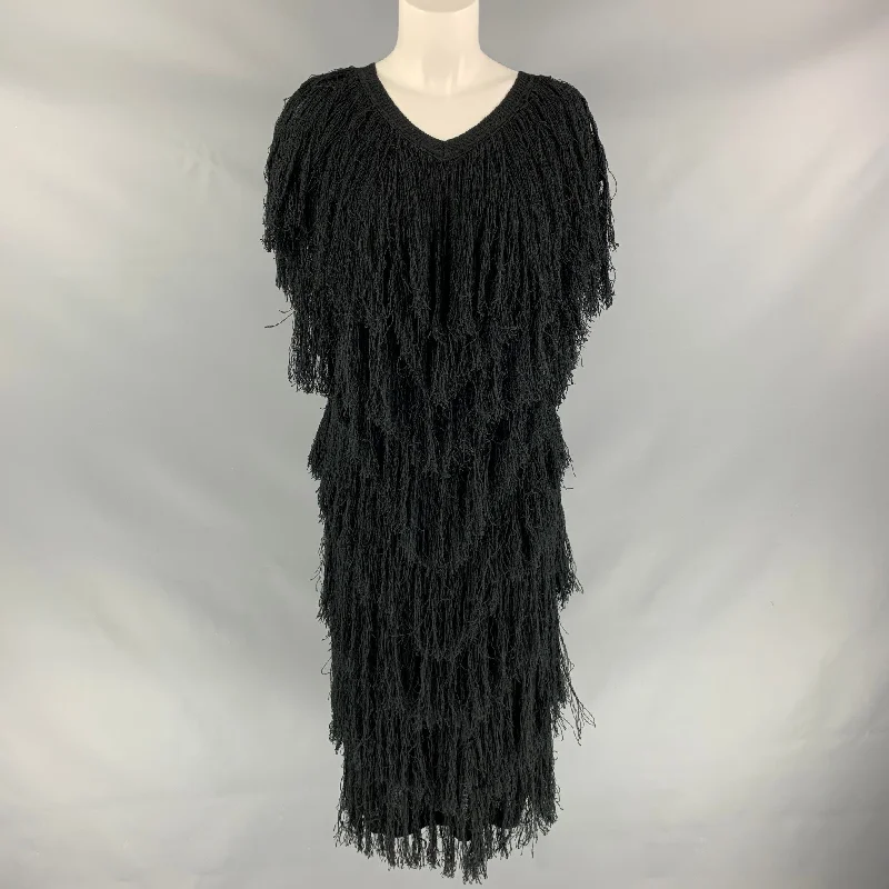 SIBLING LONDON Black Rayon Knitted Size M Dress Holiday unclassified dresses