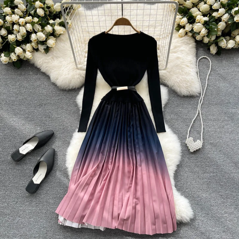 Simple knitted gradient dress fashion dress  399 Petite unclassified dresses