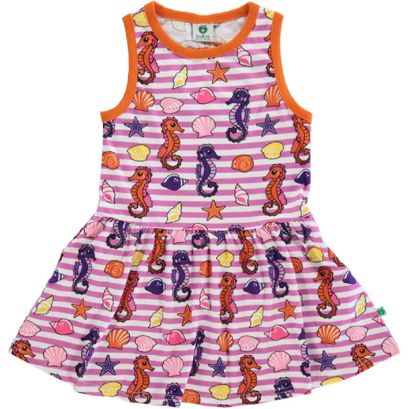 Småfolk Spring Pink Sleeveless Dress With Seahorses Mesh unclassified dresses