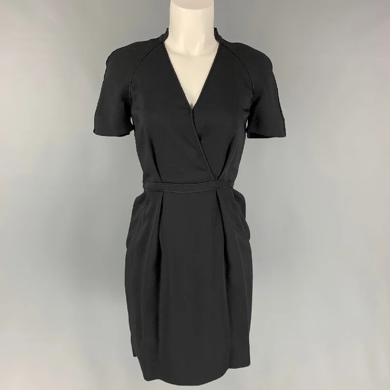STELLA McCARTNEY Size 2 Black Viscose Pleated V-Neck Dress Polka dot unclassified dresses STELLA McCARTNEY Size 2 Black Viscose Pleated V-Neck Dress Polka dot unclassified dresses