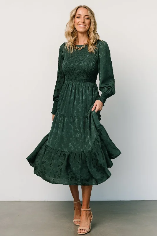 Stockholm Smocked Dress | Dark Green Lightweight unclassified dresses
