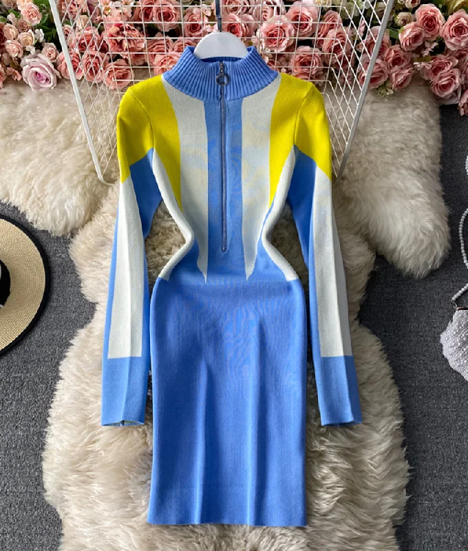 Stylish colorblock knitted dress  175 Minimalist unclassified dresses