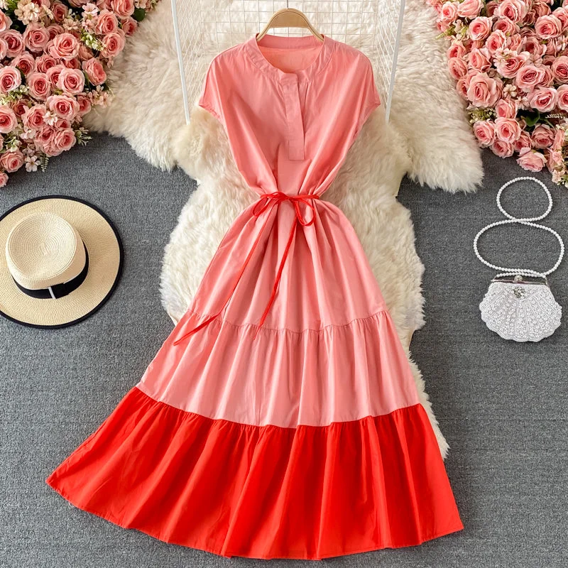 Stylish contrast A line dress  567 Long sleeve unclassified dresses