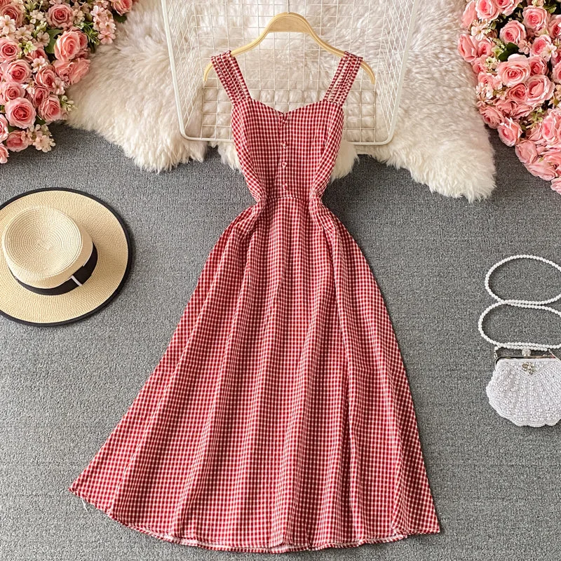 Sweet plaid A line dress fashion dress  595 Everyday wear unclassified dresses