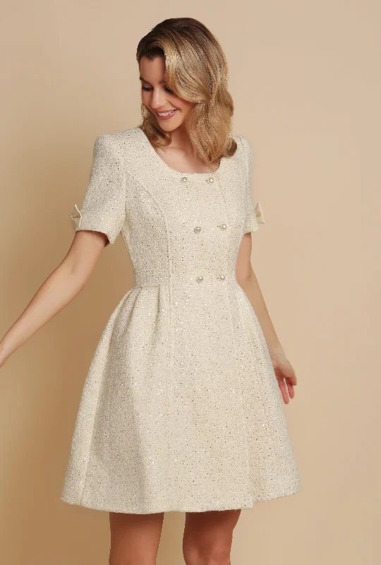'Golden Age' Wool Tweed Dress Coat in Bianco Gothic unclassified dresses