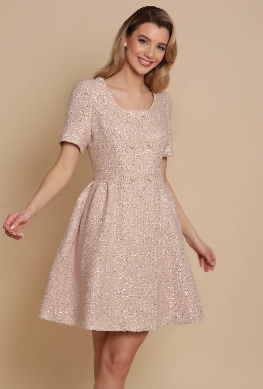 'Golden Age' Wool Tweed Dress Coat in Rosa Graduation unclassified dresses