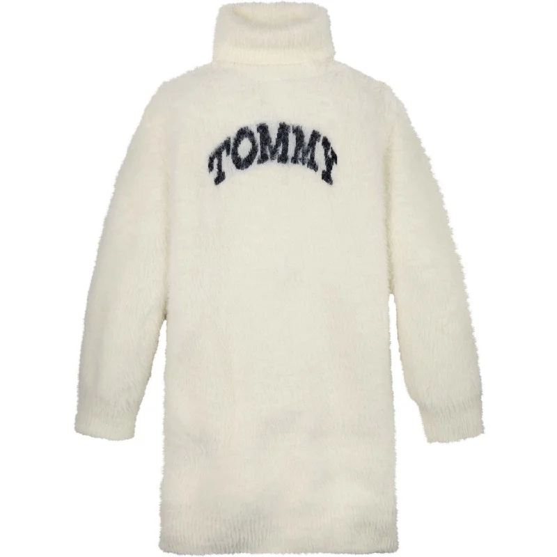 Tommy Hilfiger Ivory Petal Turtleneck Fluffy Sweat Dress Petite unclassified dresses