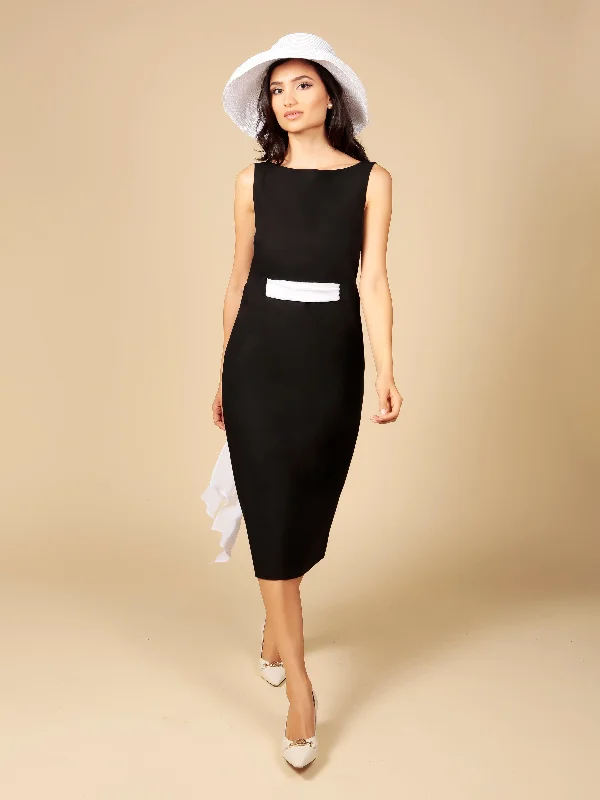 LAST CHANCE 'Breakfast At Tiffany's' French Cotton Boat Neck Shift Dress in Nero Gothic unclassified dresses