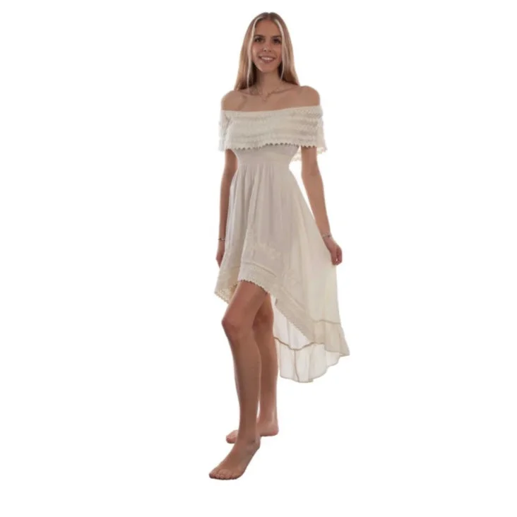 scully hi-lo off shoulder cream dress Lounge unclassified dresses