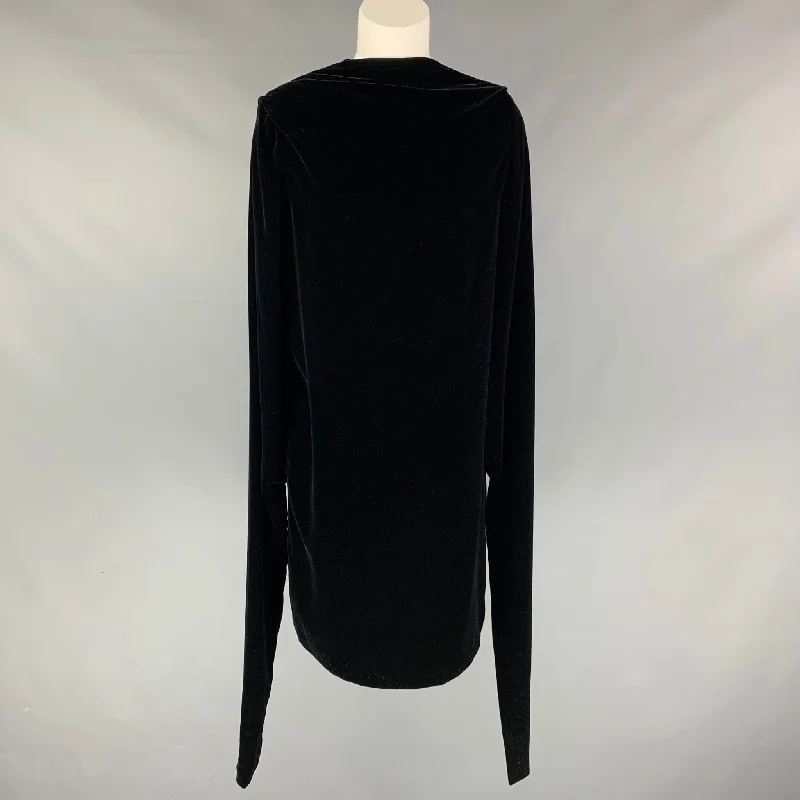 Vintage JEAN PAUL GAULTIER Size M Black Velvet Boat Neck Dress Chiffon unclassified dresses