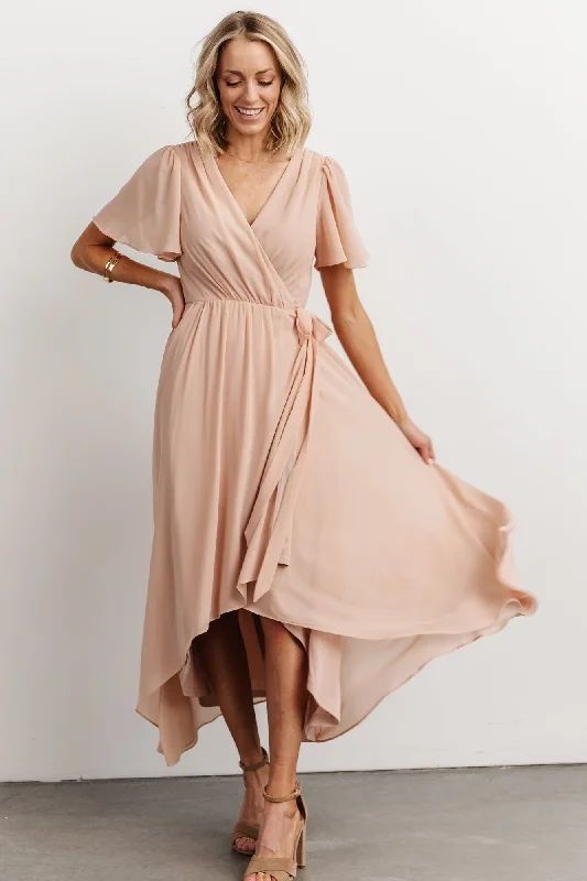 Waverly Wrap Dress | Dusty Blush Satin unclassified dresses
