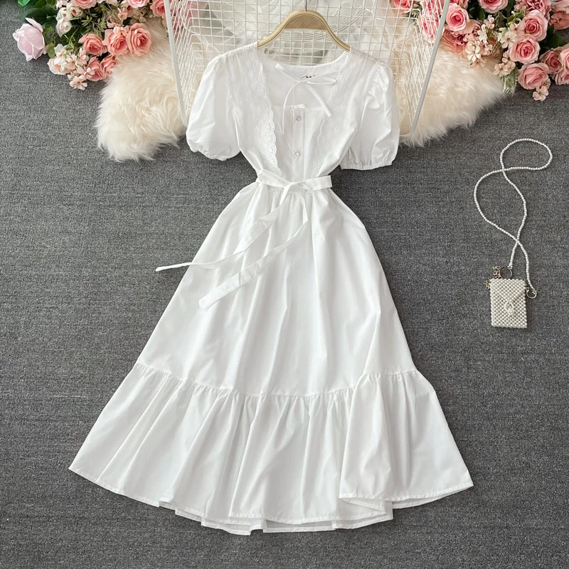 White A line dress fashion dress  621 Flowy unclassified dresses